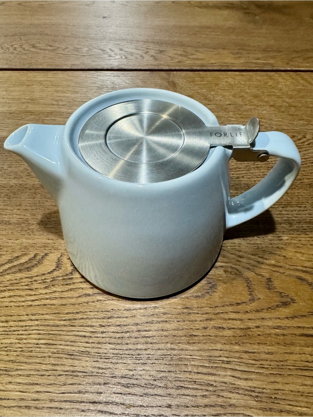 FORLIFE Stump Teapot with Stainless Steel Infuser & Hinged Lid – Light Blue